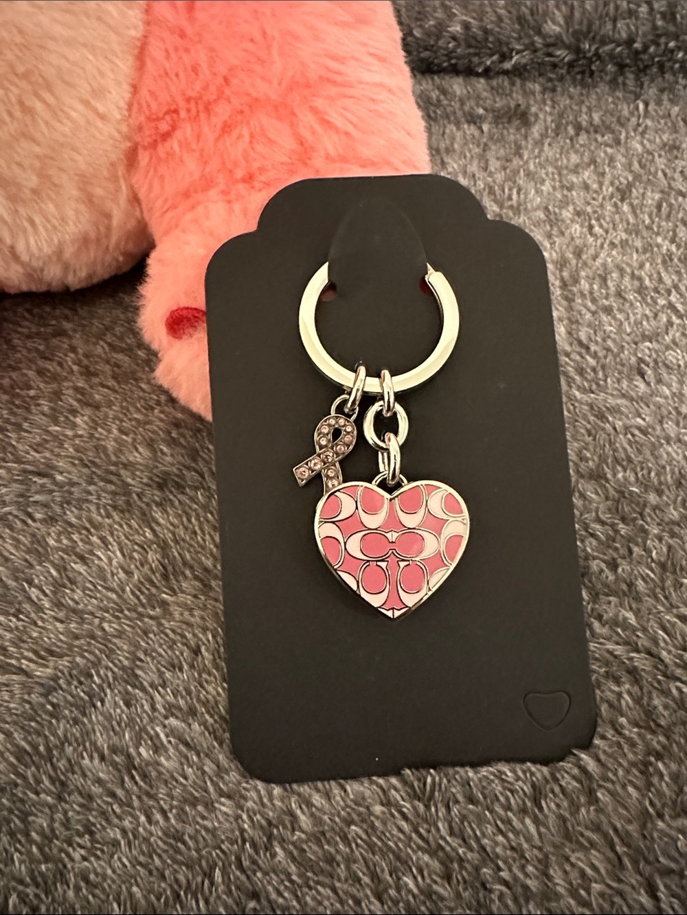 Coach Pink Heart Logo Key Ring with Ribbon Charm
Missing the little Coach tag